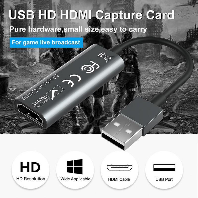 4K 1080P HDMI į USB 2.0 vaizdo įrašymo kortelių žaidimų įrašymo dėžutės keitiklis, skirtas kompiuteriui Youtube OBS ir kt. Tiesioginė transliacija