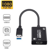 Placă video 4K USB 3.0 Placă de captură video pentru jocuri Adaptor de confiscare 1080P pentru streaming live joc pentru Win 7 8 10 Linux YouTube OBS