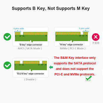 M.2 NGFF SSD MSATA Протокол към сериен порт Външен вграден твърд диск Кутия Msata към Sata 3 3.0 Превключване на два диска с превключвател