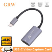 Grwibeou HDMI suderinama su USB-C vaizdo fiksavimo kortele 4k Type C į HDMI vaizdo įrašymo stalo žaidimo įrašas tiesioginė transliacija
