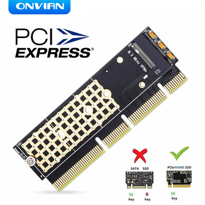 Onvian M.2 NVME adapterio SSD į PCIe kortelę M.2 Key M tvarkyklė su silikoniniu aušinimo padėkliuku kietojo disko adapterio palaikymu PCIe x4x8x16 lizdas