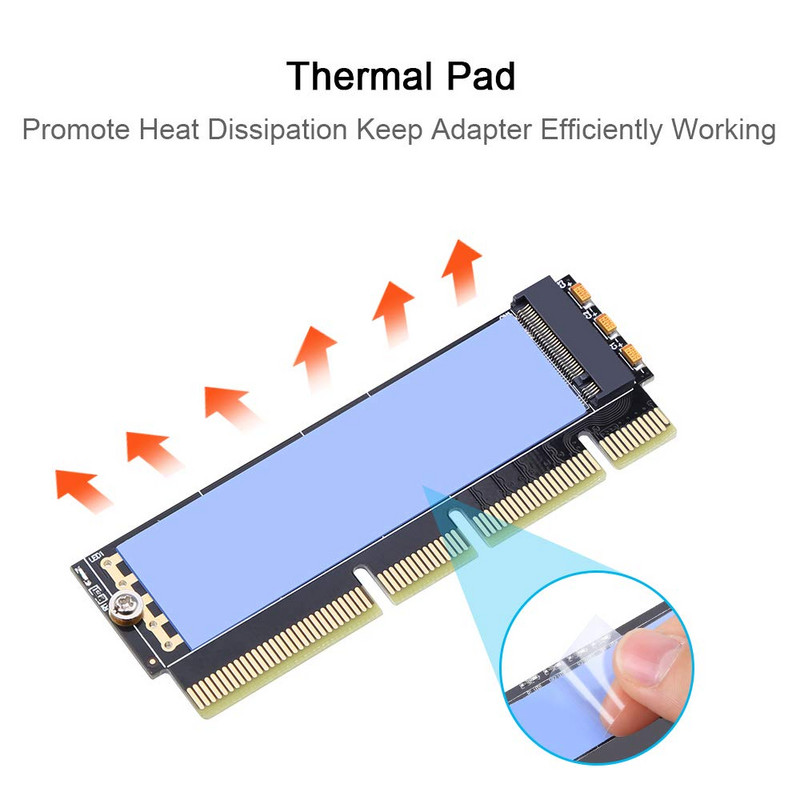 Adaptor Onvian M.2 NVME SSD la card PCIe Driver M.2 Key M cu suport de răcire din silicon Adaptor pentru hard disk Suport slot PCIe x4x8x16