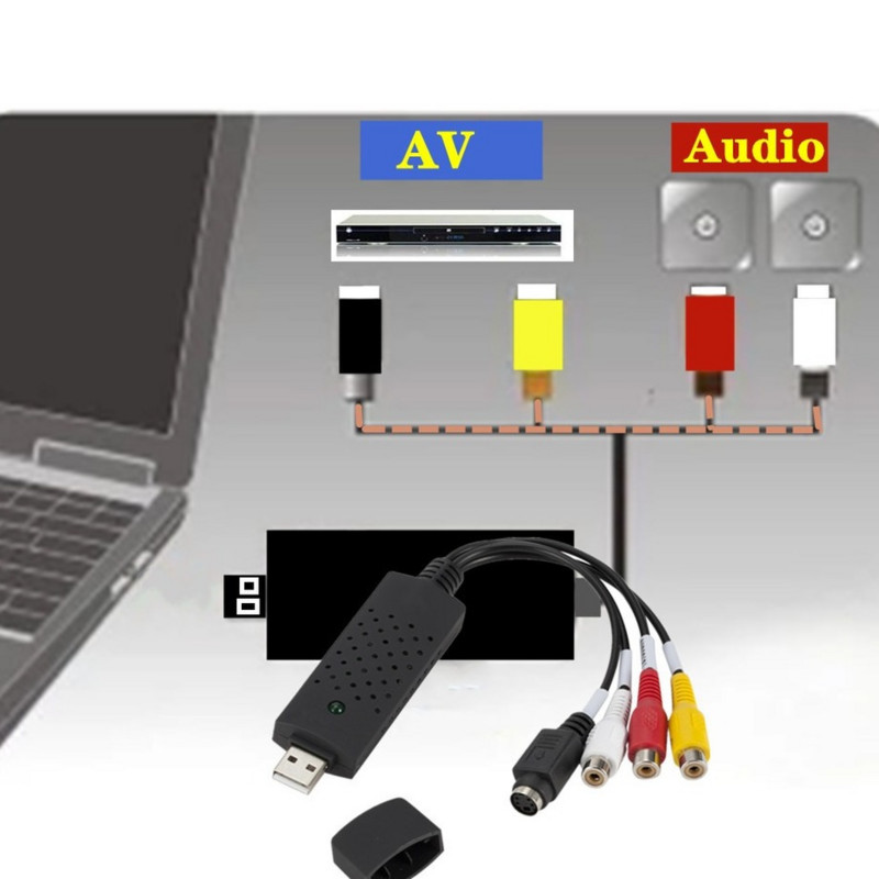 USB 2.0 VHS-i DVD-muundur Analoogvideo teisendamine digitaalvormingusse heli-video DVD-VHS-salvestuskaardi kvaliteediga arvutiadapter