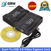 GRWIBEOU USB 2.0 Video Capture Card 1080P Scart Gaming Record Box Snimanje Streaming uživo Kućni ured DVD Grabber Plug and Play
