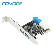 Adaptor pentru card de expansiune USB 3.0 PCI-E 2 porturi Hub USB3.0 Intern 19 pini 19 pini Antet USB 3 la PCIE PCI Express Card adaptor