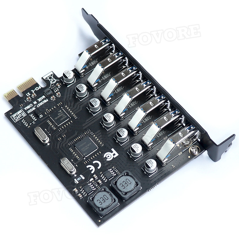 Προσαρμογέας USB 3.0 PCI express PCI e σε 7 θύρες Προσαρμογέας επέκτασης USB 3 Κάρτα USB3 Μετατροπέας ελεγκτή PCI-e x1 για επιτραπέζιους υπολογιστές