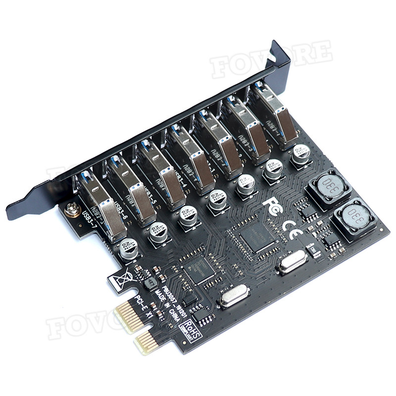 Προσαρμογέας USB 3.0 PCI express PCI e σε 7 θύρες Προσαρμογέας επέκτασης USB 3 Κάρτα USB3 Μετατροπέας ελεγκτή PCI-e x1 για επιτραπέζιους υπολογιστές