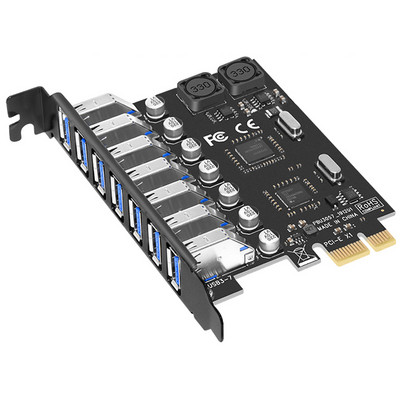 Προσαρμογέας κάρτας επέκτασης USB 3.0 PCI-E 7 θύρες Προσαρμογέας USB 3.0 Hub Εξωτερικός ελεγκτής PCI-E Extender PCI Express Card for Desktop