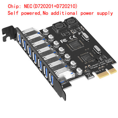 Adaptor pentru card de expansiune USB 3.0 PCI-E 7 porturi Adaptor hub USB 3.0 Controler extern PCI-E Extender Card PCI Express pentru desktop