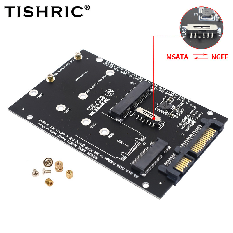 TISHRIC M2 NGFF Msata SSD - SATA 3.0 2.5 22 tűs M.2 SSD Adapter Átalakító USB Riser kártya PC laptophoz Add On Card 6Gps-ig