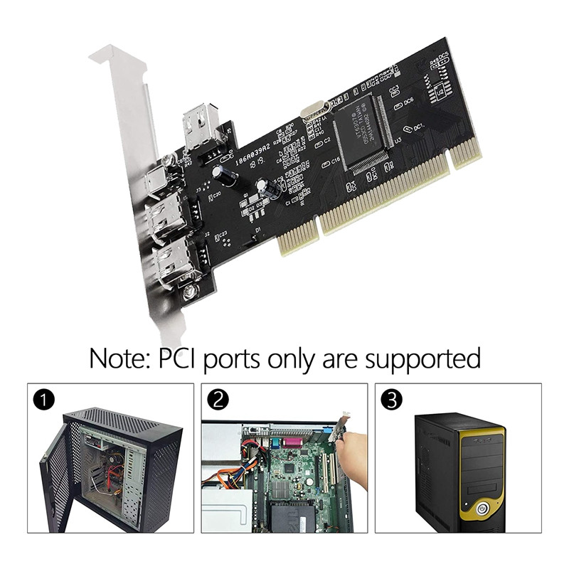 3 prievadų IEEE 1394 Firewire kortelė PCI Firewire adapteris IEEE 1394 PCI valdiklio kortelė staliniam kompiuteriui
