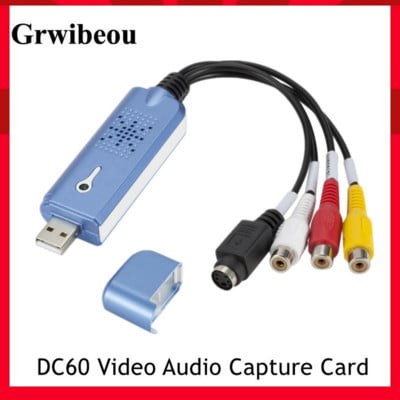 Grwibeou USB 2.0 video audio uztveršanas kartes adapteris portatīvais VHS DC60 DVD video uztveršanas kartes pārveidotājs TV uztvērējs datoram Win7