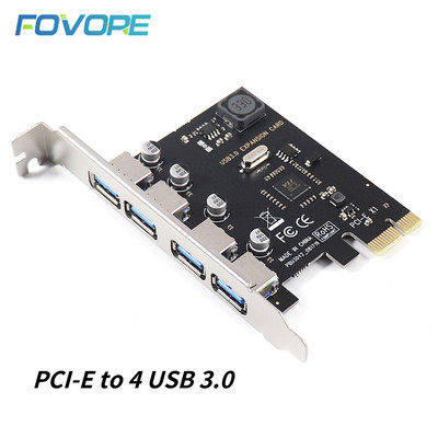 4-портова USB 3.0 PCI-E разширителна карта PCI Express PCIe USB 3.0 HUB адаптер 4-портов USB3.0 контролер USB 3 0 PCI e PCIe Express 1X