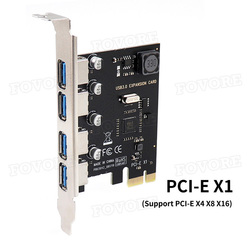 4 priključna USB 3.0 PCI-E kartica za proširenje PCI Express PCIe USB 3.0 HUB adapter 4-portni USB3.0 kontroler USB 3 0 PCI e PCIe Express 1X