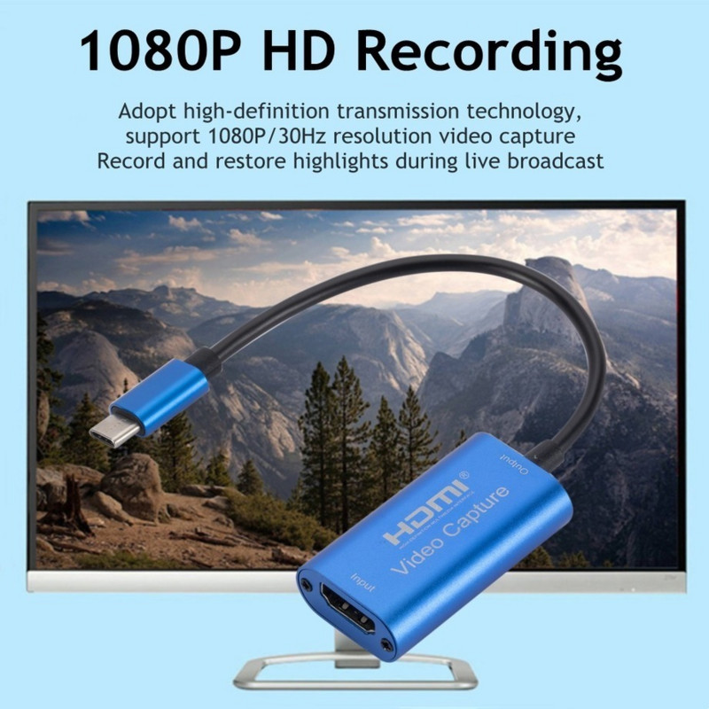Grwibeou HD 1080P HDMI-kompatibilis a Type-C Micro USB/USB 3.0 csatlakozóval, Line Video Capture Card Game Record Élő közvetítés