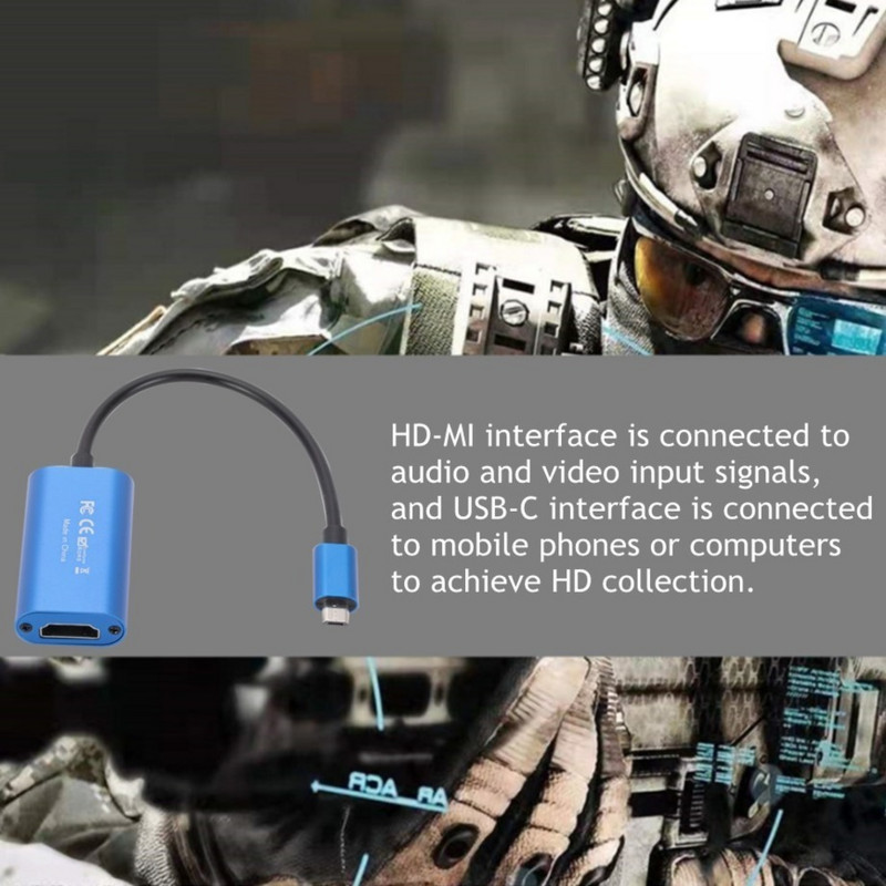 Grwibeou HD 1080P HDMI-kompatibilis a Type-C Micro USB/USB 3.0 csatlakozóval, Line Video Capture Card Game Record Élő közvetítés