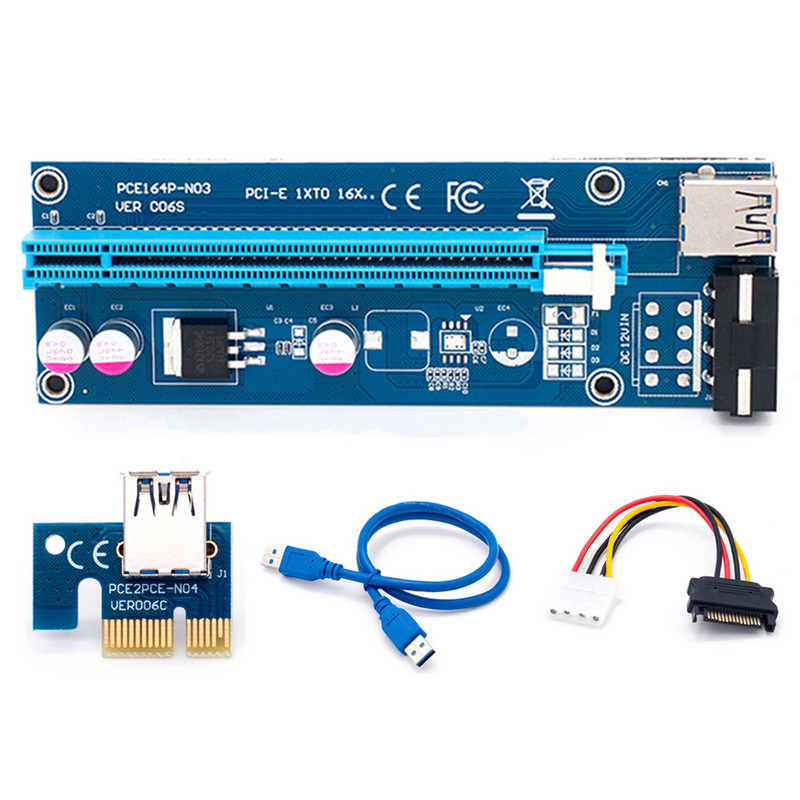 RGEEK USB 3.0 PCIE Riser 006 009S PCI Express X1 do X16 SATA na 4Pin 6Pin Molex Power Splitter kabel PCI-E Riser za video karticu