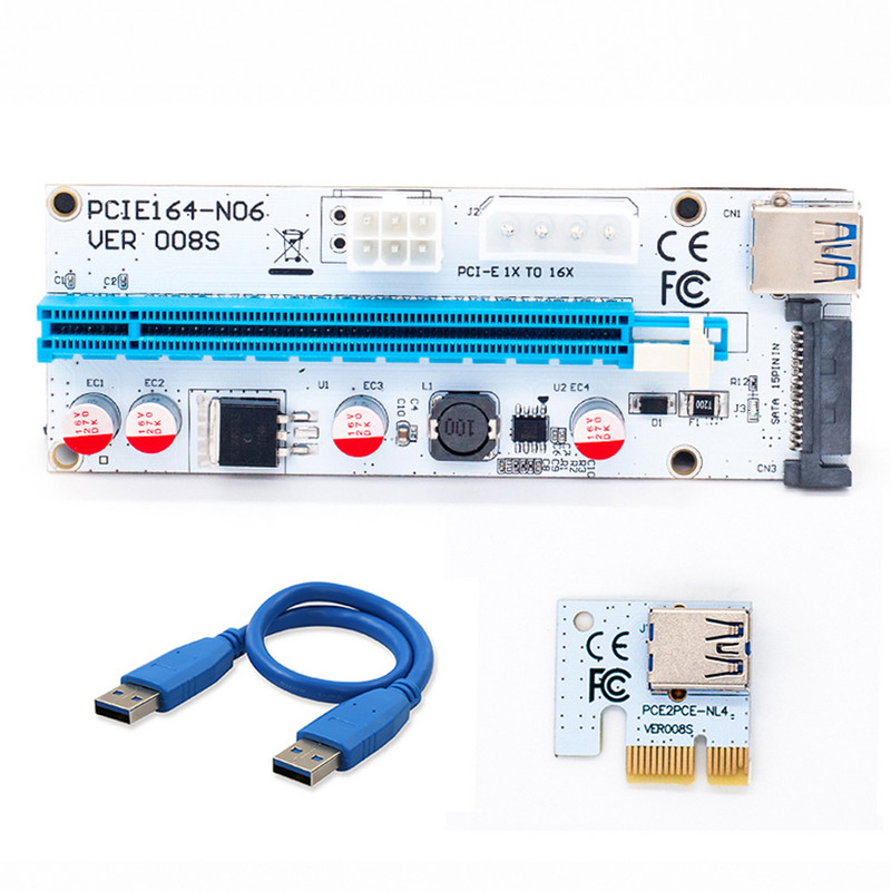 RGEEK USB 3.0 PCIE Riser 006 009S PCI Express X1 do X16 SATA na 4Pin 6Pin Molex Power Splitter kabel PCI-E Riser za video karticu