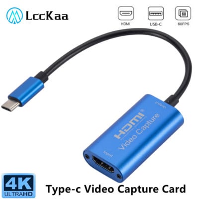 4K Type-C Video Capture Card, HDMI-съвместима с USB C 1080P HD Game Record за PS4/5 Превключете Live Streaming Broadcast Camera