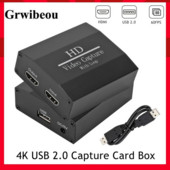 Grwibeou 4K 60Hz Loop Out HDMI Capture Card Audio Video Recording Plate Live Streaming USB 2.0 1080p Grabber PS4 játékkamerához