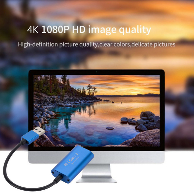 LccKaa 4K video tveršanas karte USB 3.0 HDMI saderīgs Grabber Recorder PS4 spēlei DVD videokamera Kamera ieraksta tiešraides straumēšana