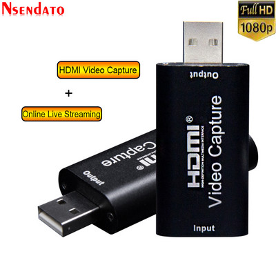 4K USB videorögzítő kártya USB 2.0 HDMI Video Grabber Record Box PS4 játékhoz DVD kamera HD kamera felvétel élő közvetítés