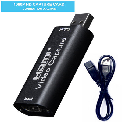 BGGQGG 4K videorögzítő kártya USB2.0 HDMI Video Grabber 1080P 60FPS felvevő PS4 játékhoz DVD HD kamera felvétel élő közvetítés