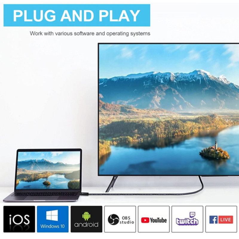 BGGQGG 4K videorögzítő kártya USB2.0 HDMI Video Grabber 1080P 60FPS felvevő PS4 játékhoz DVD HD kamera felvétel élő közvetítés