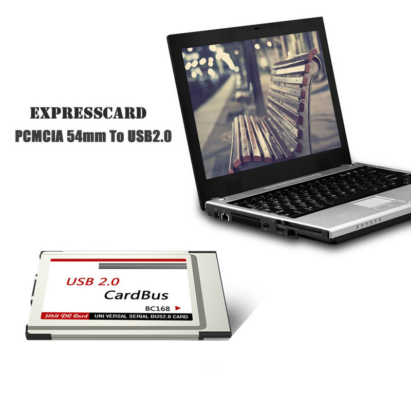 Jauns klēpjdatora PCMCIA uz USB 2.0 CardBus pārveidotājs 2 portu PCI Express kartes adapteris