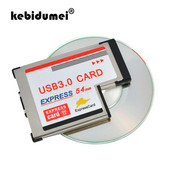 kebidumei Express kortelės 54 mm į USB 3.0 x 2 prievadų Expresscard PCI-E į USB adapterio keitiklis nešiojamam nešiojamam kompiuteriui