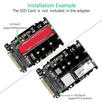 M.2 SSD към U.2 адаптер 2in1 M.2 NVMe и SATA-Bus NGFF SSD към PCI-e U.2 SFF-8639 адаптер PCIe M2 конвертор за настолни компютри