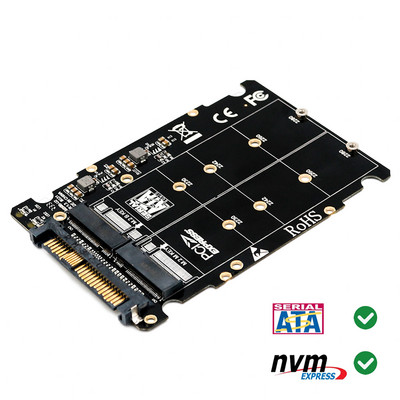 M.2 SSD į U.2 adapteris 2in1 M.2 NVMe ir SATA-Bus NGFF SSD į PCI-e U.2 SFF-8639 adapteris PCIe M2 konverteris staliniams kompiuteriams