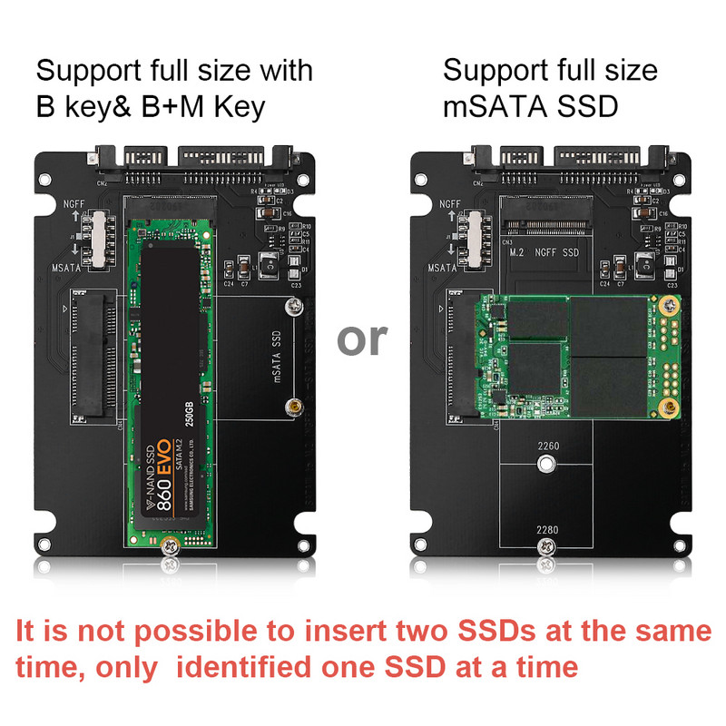 Zexmte NGFF MSATA - SATA 3.0 adapter M.2 USB 3.0 - 2.5 SATA merevlemez 2 az 1-ben konverter olvasó SATA kártya kábellel PC laptophoz