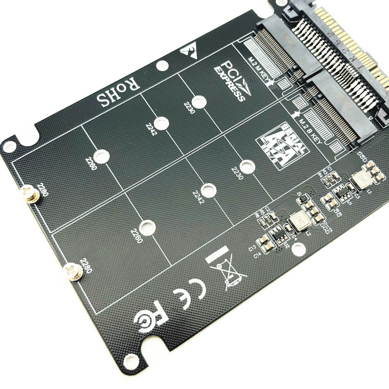 M.2 SSD į U.2 adapteris 2 in 1 M.2 NVMe SATA-Bus NGFF SSD į PCI-e U.2 SFF-8639 PCIe M2 adapterio keitiklis, skirtas staliniam kompiuteriui