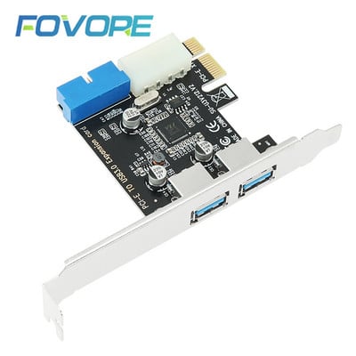 USB 3 pcie адаптер 2 порта usb към pcie x1 Преден панел 20 пина 20 пина USB3.0 PCI-e PCI express хъб контролер Адаптер за карта