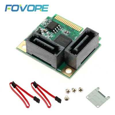 2 portu Mini PCI-E PCI Express uz SATA 3.0 adaptera pārveidotāja cietā diska paplašinājuma kartes pievienošanas kartes operētājsistēmai Windows Mac Linux OS