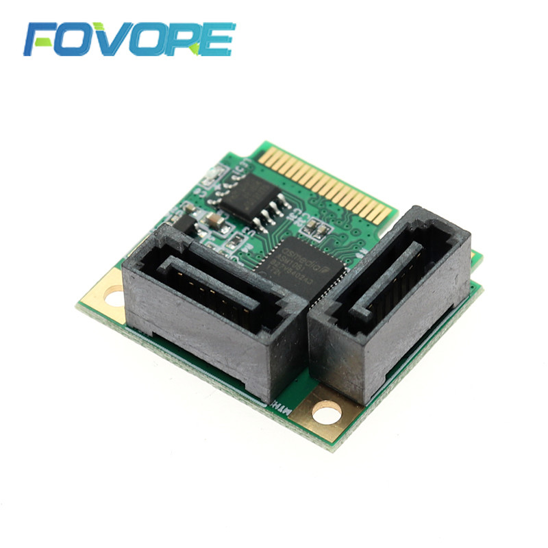 2 portu Mini PCI-E PCI Express uz SATA 3.0 adaptera pārveidotāja cietā diska paplašinājuma kartes pievienošanas kartes operētājsistēmai Windows Mac Linux OS