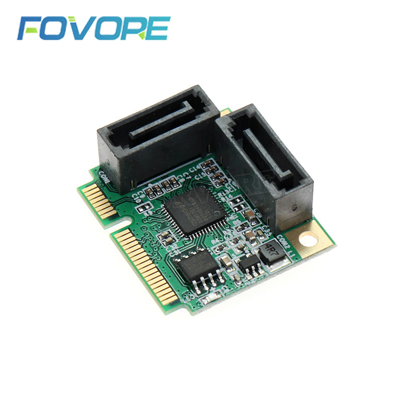2 portu Mini PCI-E PCI Express uz SATA 3.0 adaptera pārveidotāja cietā diska paplašinājuma kartes pievienošanas kartes operētājsistēmai Windows Mac Linux OS