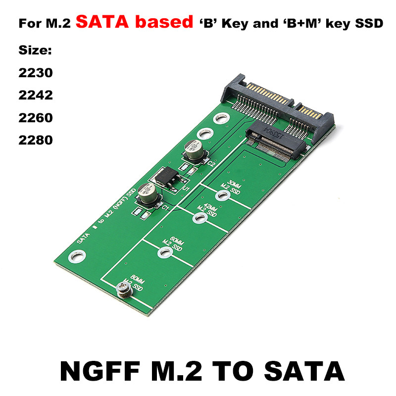 NGFF (M2) Cheie B și Cheie B+M SSD pe bază de SATA la Adaptor SATA de 2,5" M.2 NGFF SSD la SATAIII 6Gbps Card de conversie pentru 30/42/60/80mm