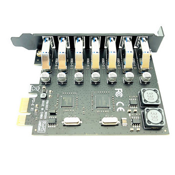 USB 3.0 PCI-E адаптер за разширителна карта 7 порта USB 3.0 адаптер за хъб Външен контролер PCI-E удължител PCI Express карта за настолен компютър