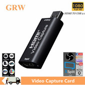 GRWIBEOU 4K Video Capture Card USB 2.0 HDMI Video Grabber Record Box PS4 játékhoz DVD kamera kamera felvétel élő közvetítés