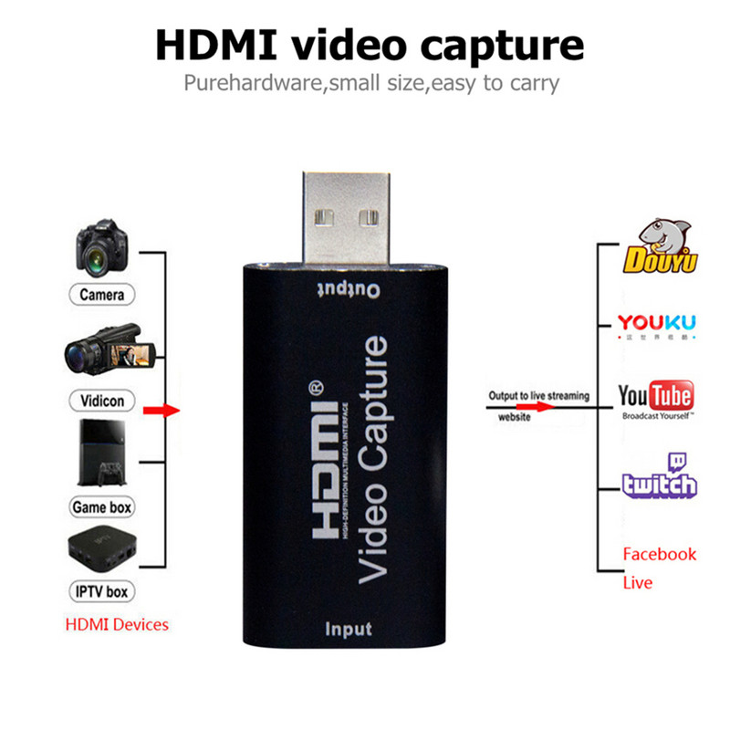 GRWIBEOU 4K Video Capture Card USB 2.0 HDMI Video Grabber Record Box PS4 játékhoz DVD kamera kamera felvétel élő közvetítés