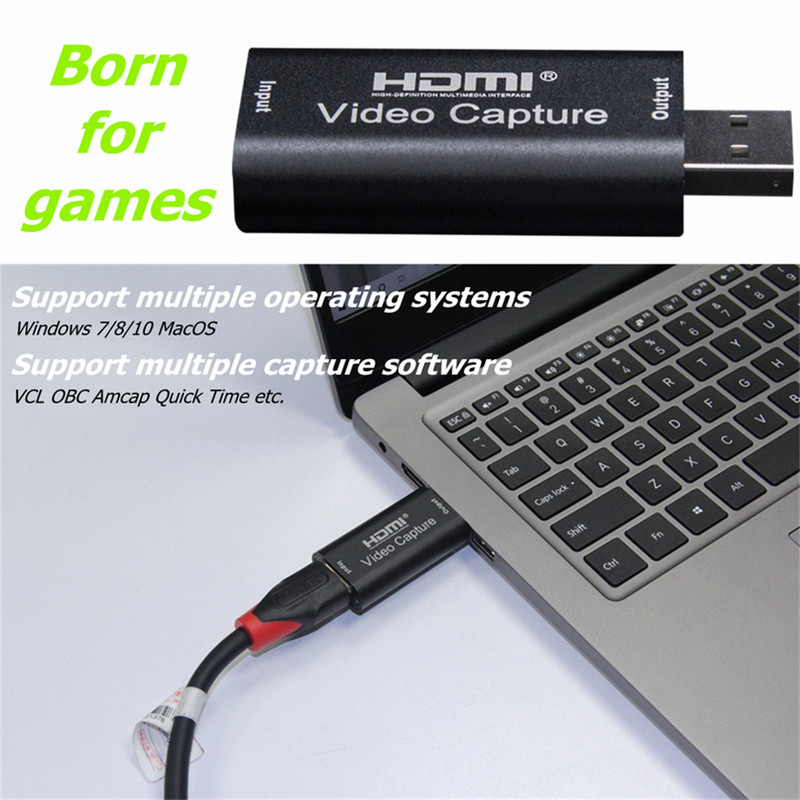 GRWIBEOU 4K Video Capture Card USB 2.0 HDMI Video Grabber Record Box PS4 játékhoz DVD kamera kamera felvétel élő közvetítés
