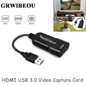 HDMI Video Capture Card USB 3.0 HDMI Video Grabber felvevő doboz PS4 játékhoz DVD videokamera HD kamera felvétel élő közvetítés