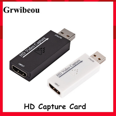 Grwibeou USB 2.0 Audio Video Capture Card HDMI To USB 1080P Record Via Action Cam For HD Live Gaming Teaching Video Conference