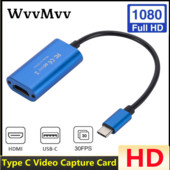 WVVMVV Type-C Κάρτα λήψης βίντεο HDMI συμβατή με USB 1080P HD Εγγραφή παιχνιδιού για PS4/5 Switch Live Streaming Broadcast Camera