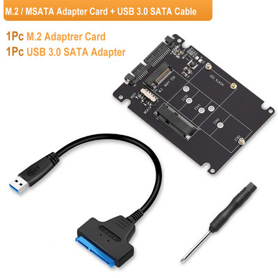 Goelely M.2 NGFF - SATA mSATA - SATA adapter Külső USB 3.0 22 tűs SATA SSD átalakító adapter 2 az 1-ben B kulcs M kulcsos emelőkártya