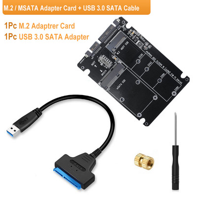 Goelely M.2 NGFF - SATA mSATA - SATA adapter Külső USB 3.0 22 tűs SATA SSD átalakító adapter 2 az 1-ben B kulcs M kulcsos emelőkártya