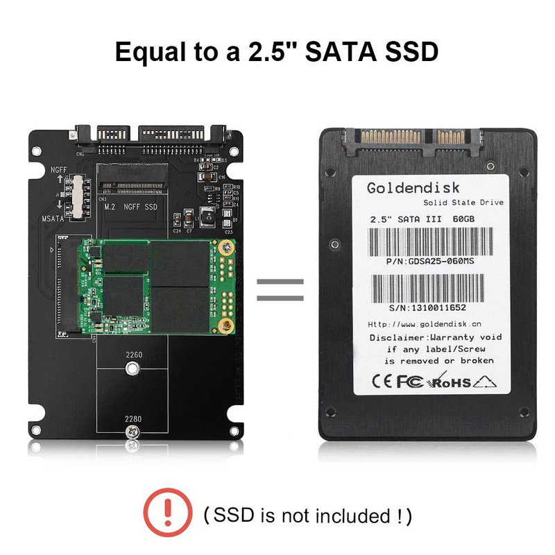 Goelely M.2 NGFF - SATA mSATA - SATA adapter Külső USB 3.0 22 tűs SATA SSD átalakító adapter 2 az 1-ben B kulcs M kulcsos emelőkártya