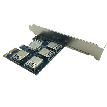 PCI-E към PCI-E адаптер 1 Turn 4 PCI-Express слот 1x до 16x USB 3.0 Майнинг Специална Riser карта PCIe конвертор за копаене на BTC Miner